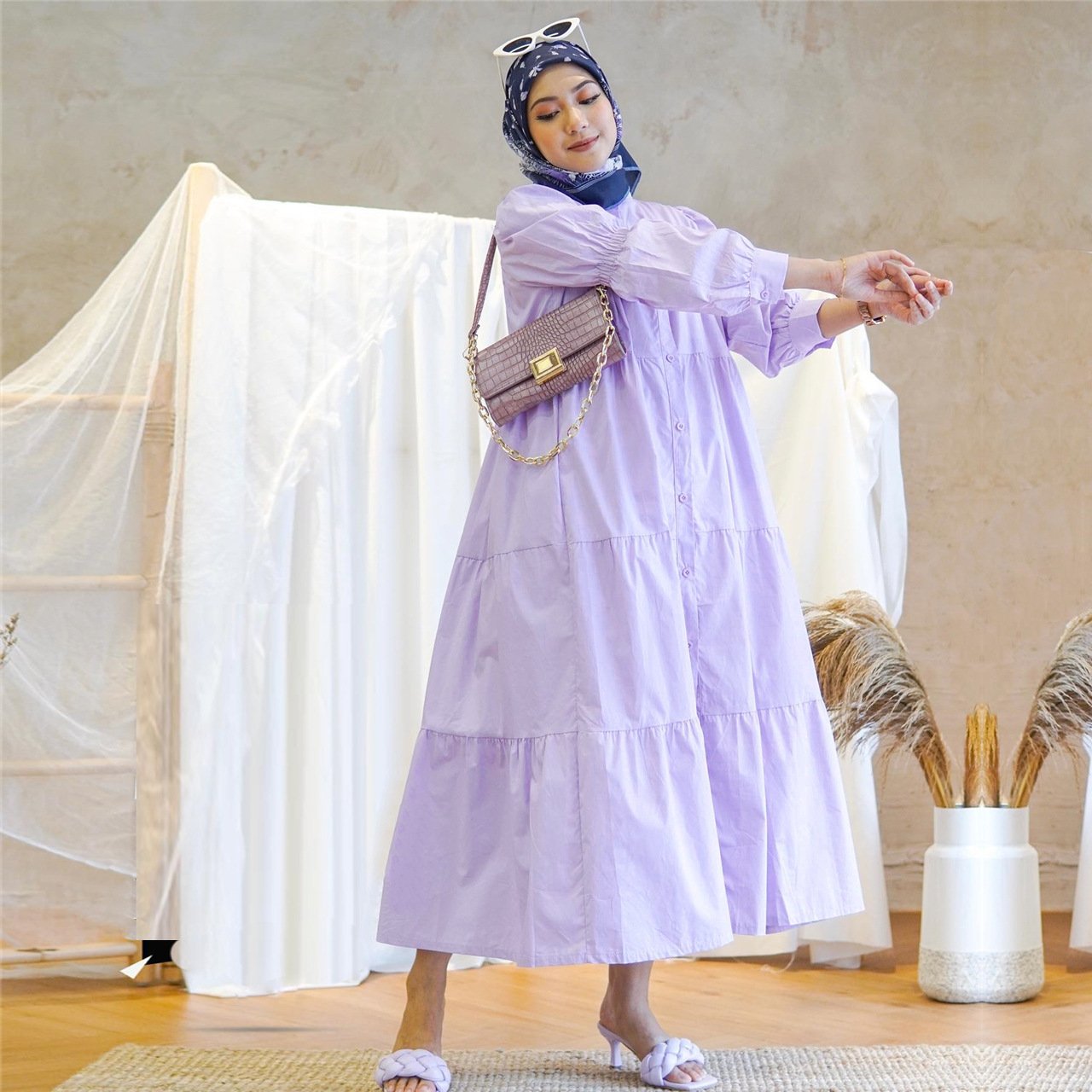 Malay Indonesian Cotton Muslim Patchwork Dress - Image 8