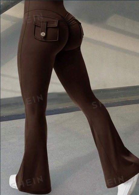 Yoga Fitness Flared Pants With Pockets Ins Fashion Slim High Waist Sports Trousers Scrunch Butt Booty Workout Lifting Leggings - Image 8