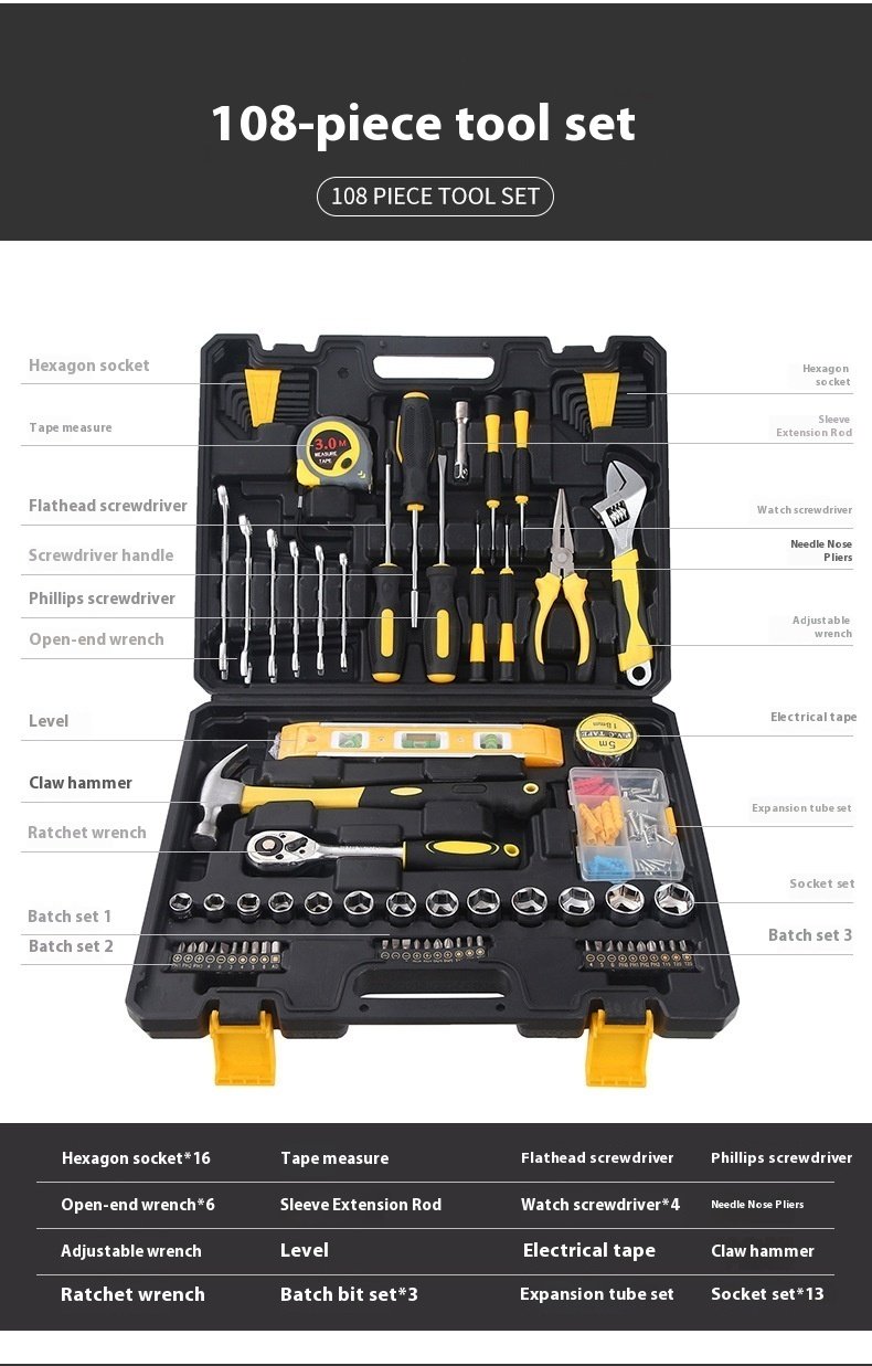Carbon Steel Comprehensive Household Hardware Kits - Image 5