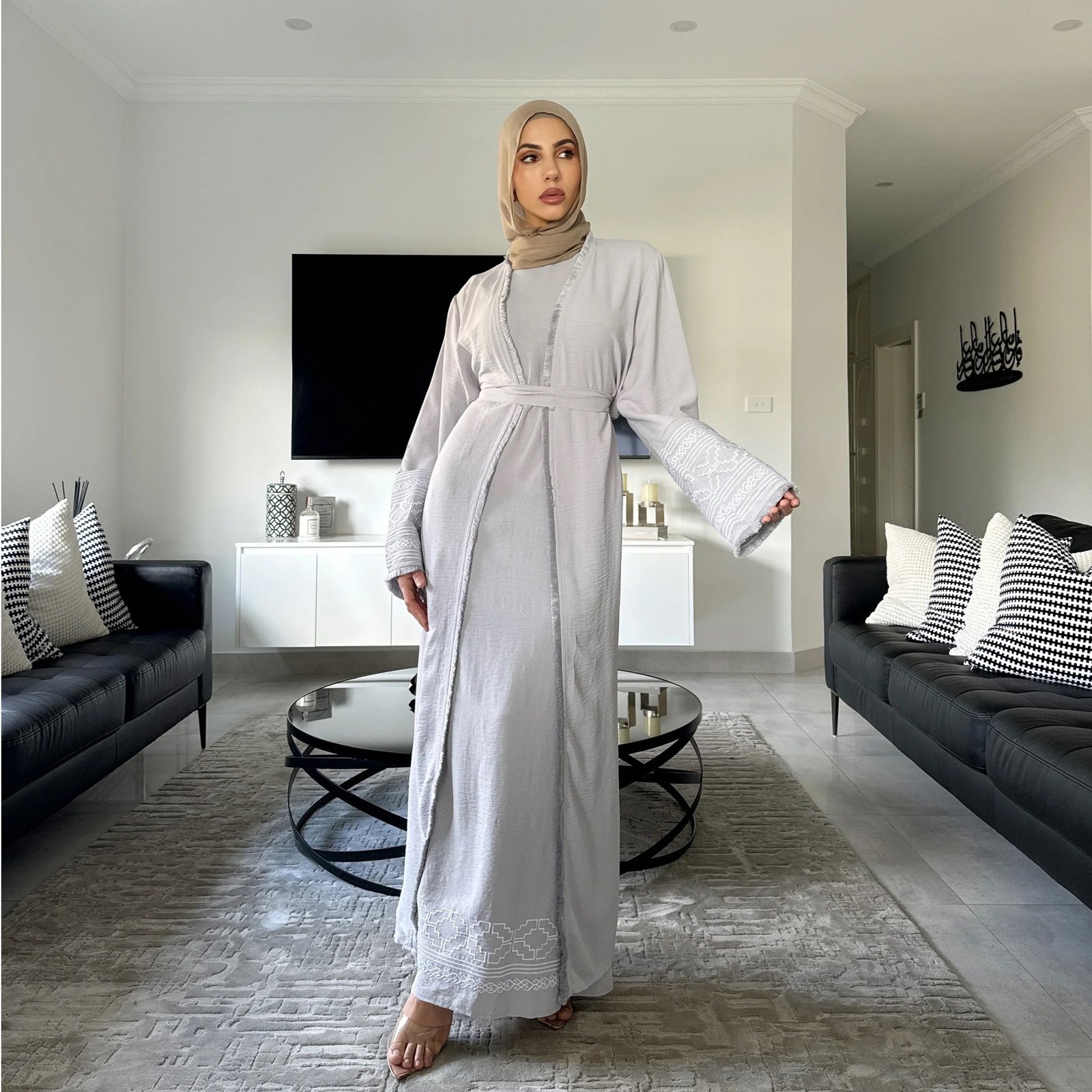 Fringe Cardigan Robe Muslim Dress - Image 4