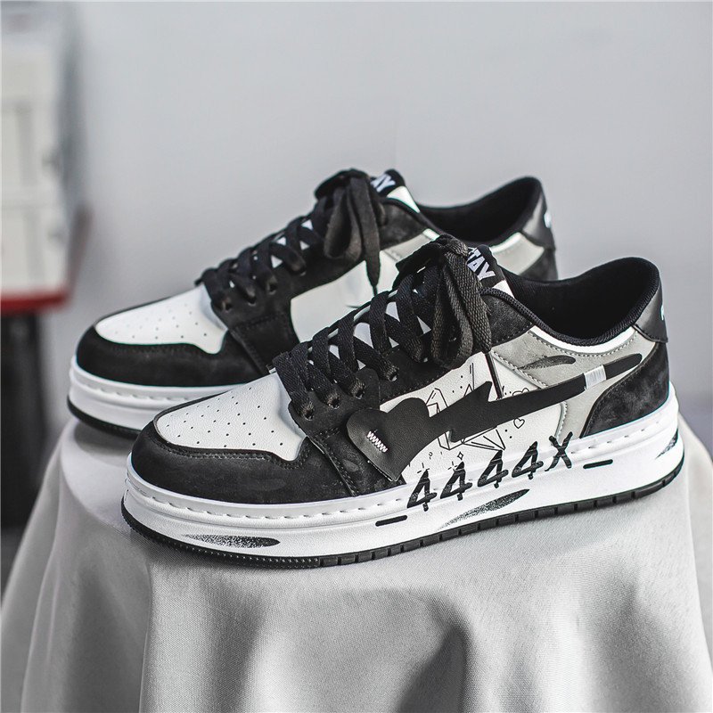 Distressed Graffiti Skateboard Shoes Men's Sneakers - Image 9