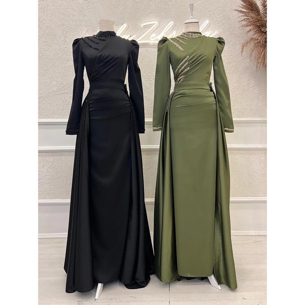 Muslim Stand Collar All-inclusive Long Sleeve Detachable Evening Dress - Image 4