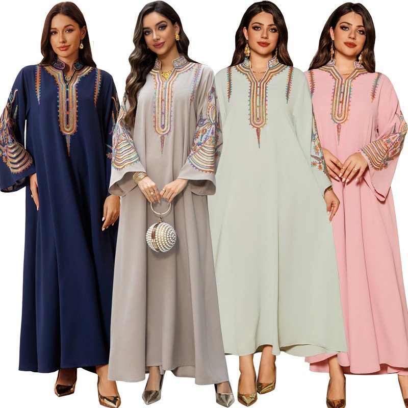 Women's Embroidered Rope Embroidered Muslim Dress - Image 4