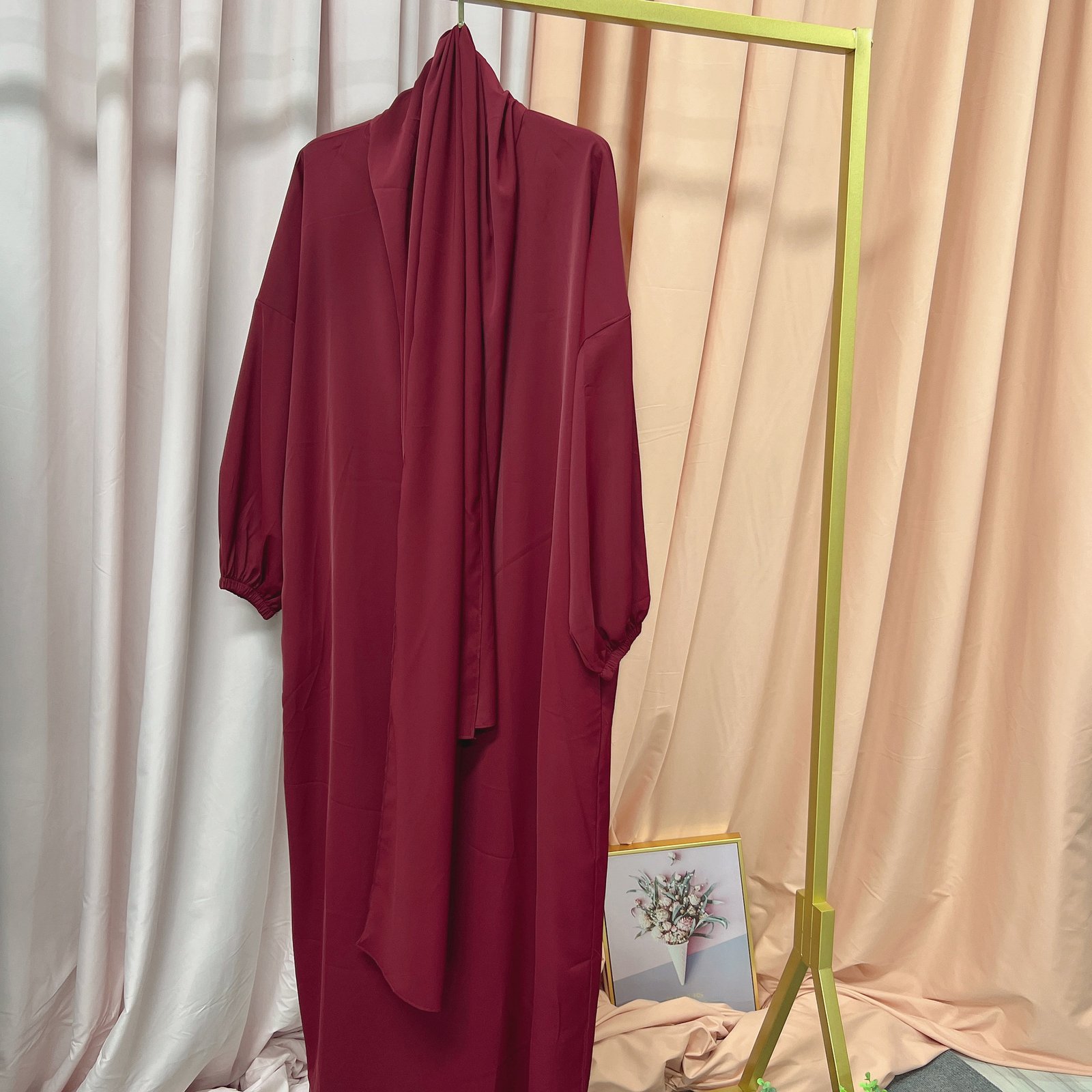 European And American Muslim Arabic Solid Color Hooded Robe Dress - Image 9