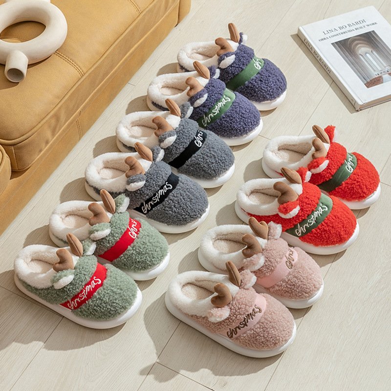 Christmas Shoes Winter Home Slippers Elk Soft Cozy Bedroom Slipper Slip On House Shoes - Image 9