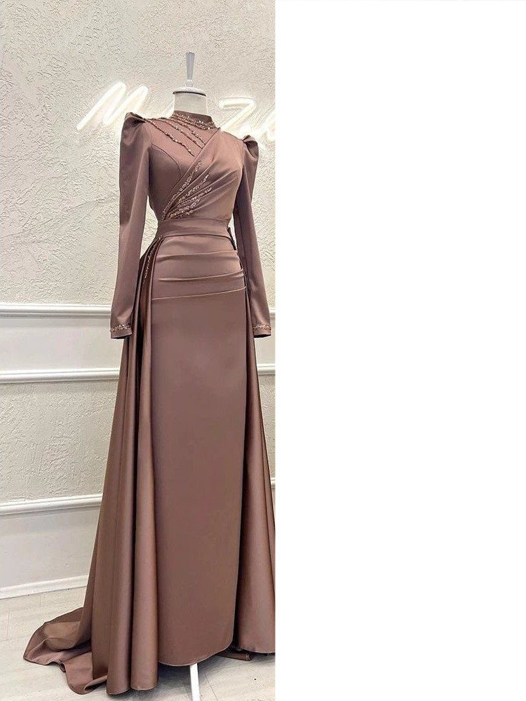 Muslim Stand Collar All-inclusive Long Sleeve Detachable Evening Dress - Image 7