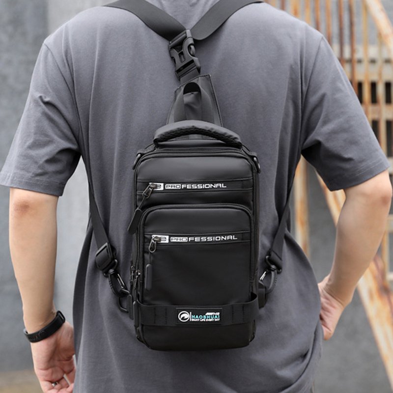 Multifunction Bags For Men Nylon Backpack Crossbody Shoulder Bag With USB Charging Port Chest Bags Pack - Image 4