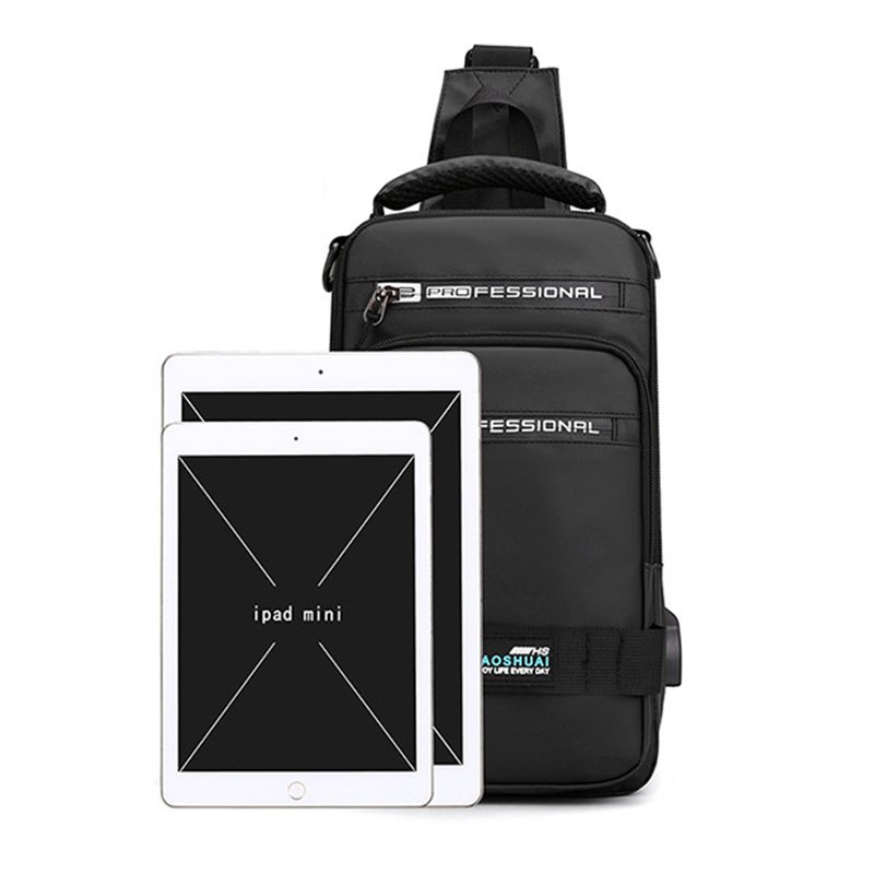 Multifunction Bags For Men Nylon Backpack Crossbody Shoulder Bag With USB Charging Port Chest Bags Pack - Image 7