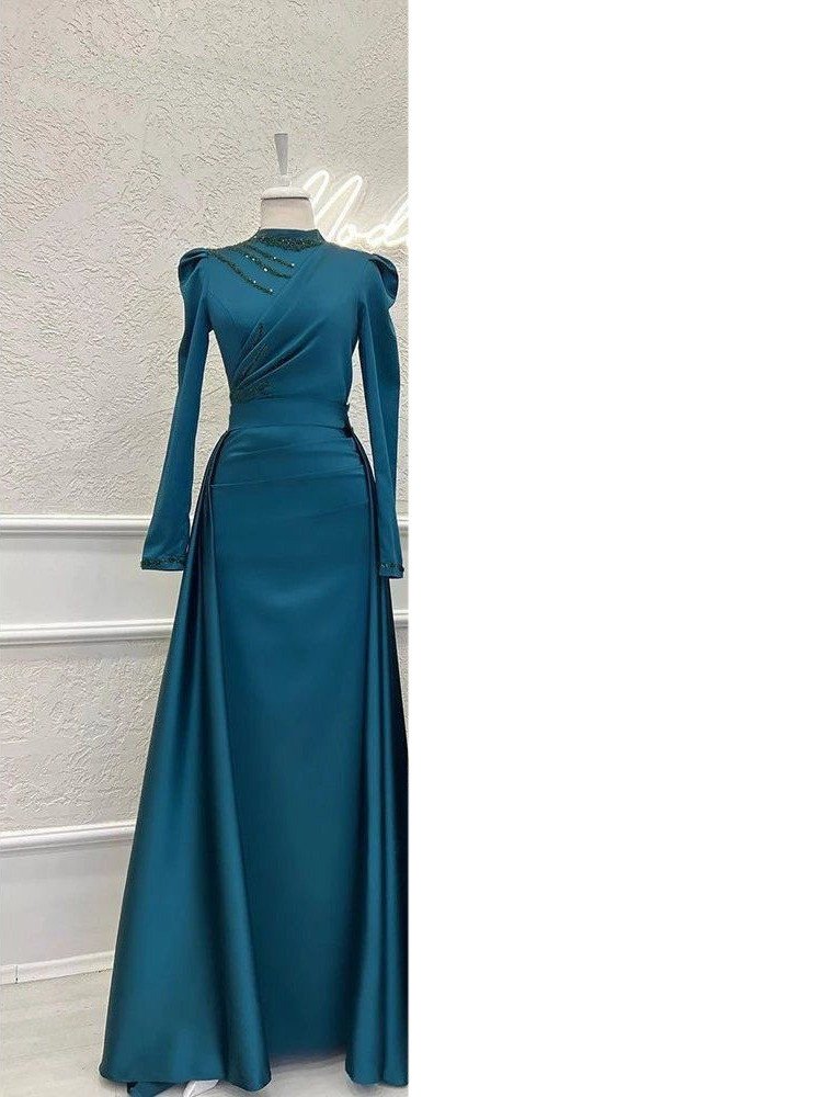 Muslim Stand Collar All-inclusive Long Sleeve Detachable Evening Dress - Image 9