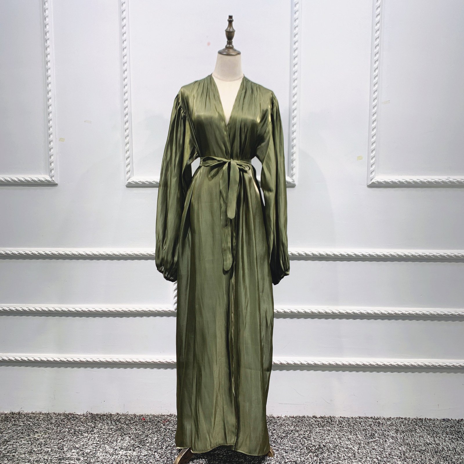 Eid Muslim Abaya Dress Kimono For Women Fashion Shining Silklike Summer Abayas Cardigan Puff Sleeve Dubai Turkey Clothes - Image 10