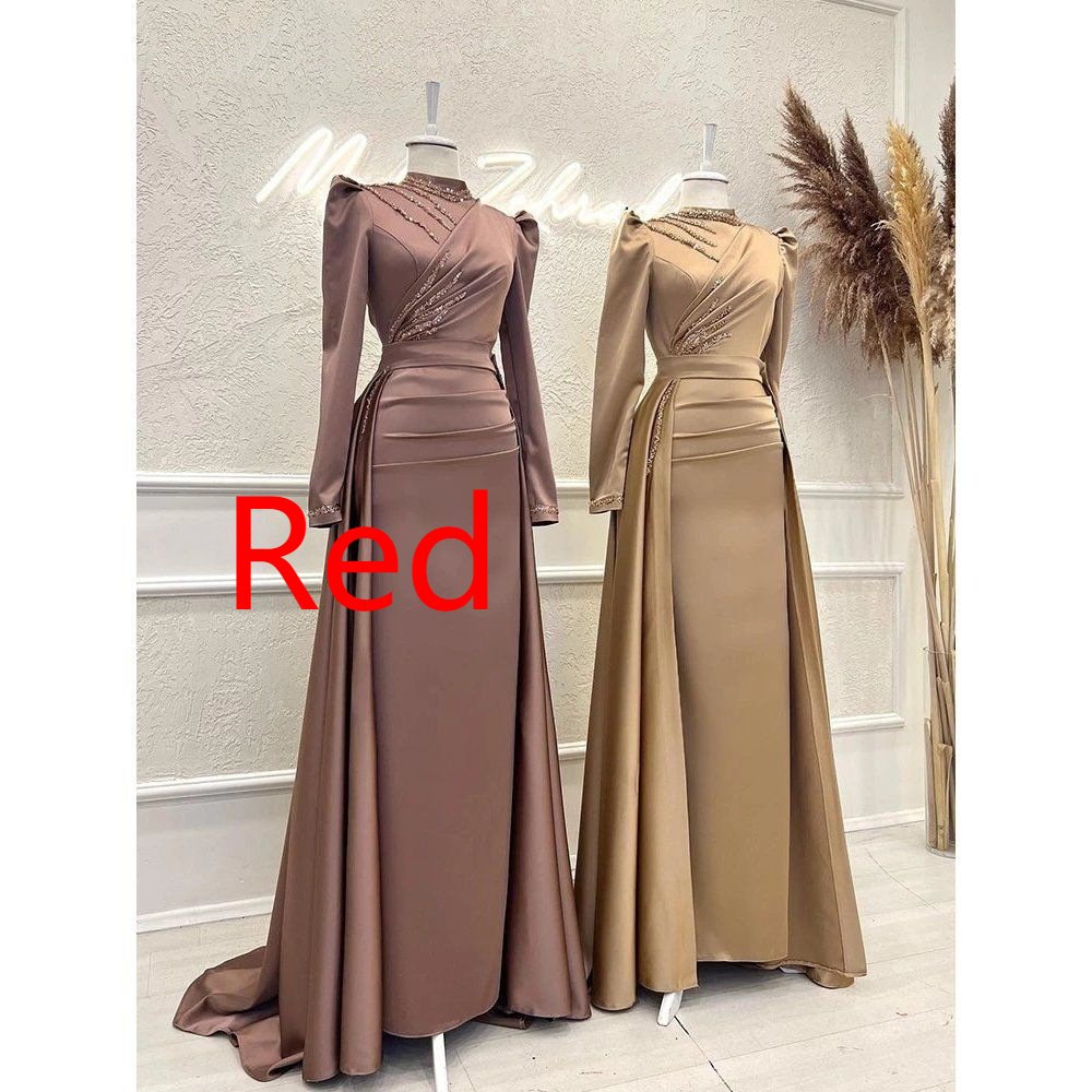 Muslim Stand Collar All-inclusive Long Sleeve Detachable Evening Dress - Image 3