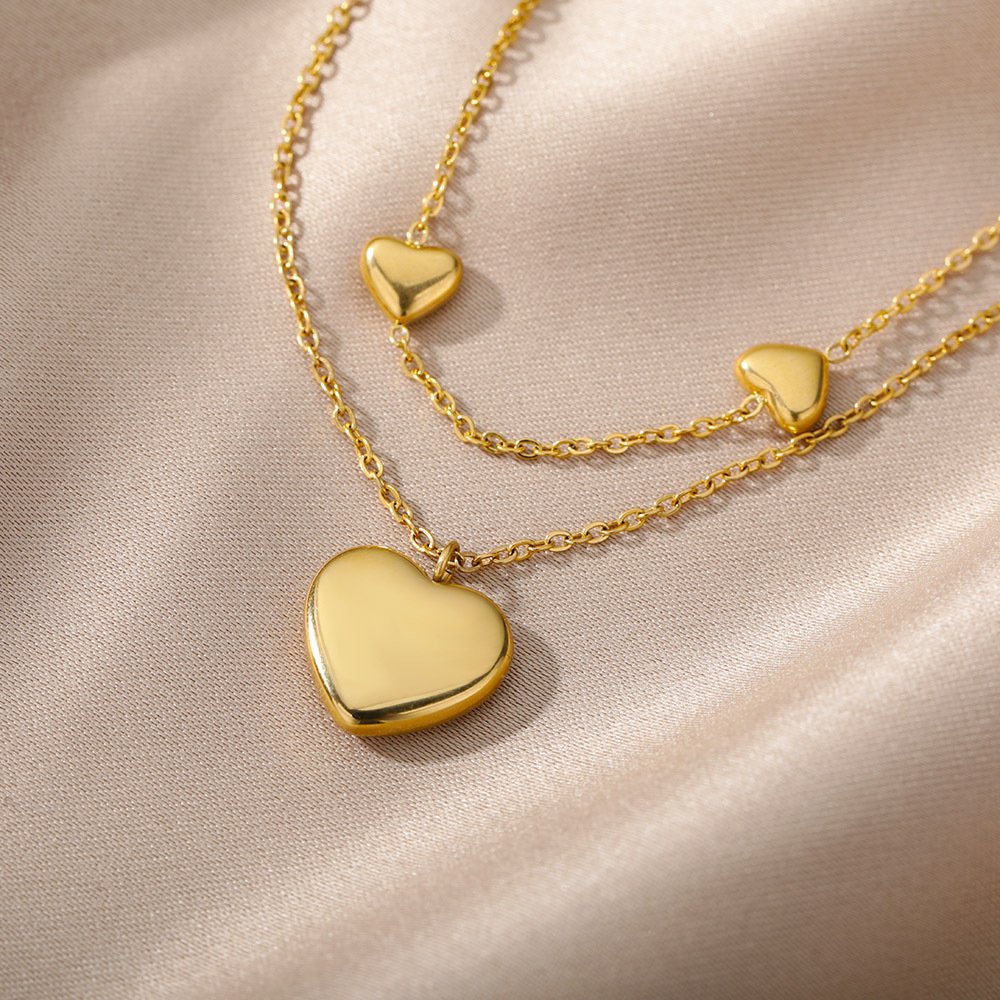 Fashion Jewelry Multilayer Heart Pendant Necklaces For Women Stainless Steel Chain Choker Zircon Moon Star Necklace Femme Wedding Jewelry Gift - Image 4