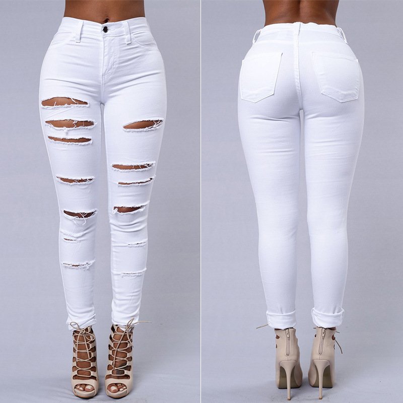Ripped Jeans Women Skinny Trousers Casual High Waist Pencil Pants - Image 5