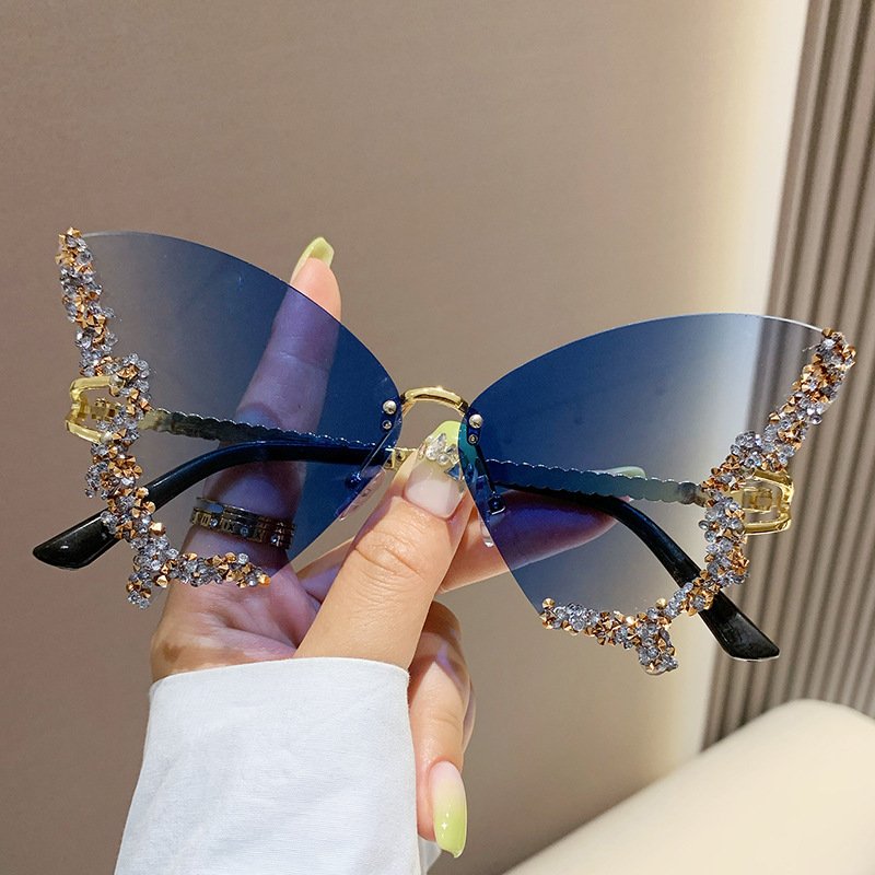 Luxury Diamond Butterfly Sunglasses Women Brand Y2K Vintage Rimless Oversized Sun Glasses Ladies Eyewear Shades - Image 7