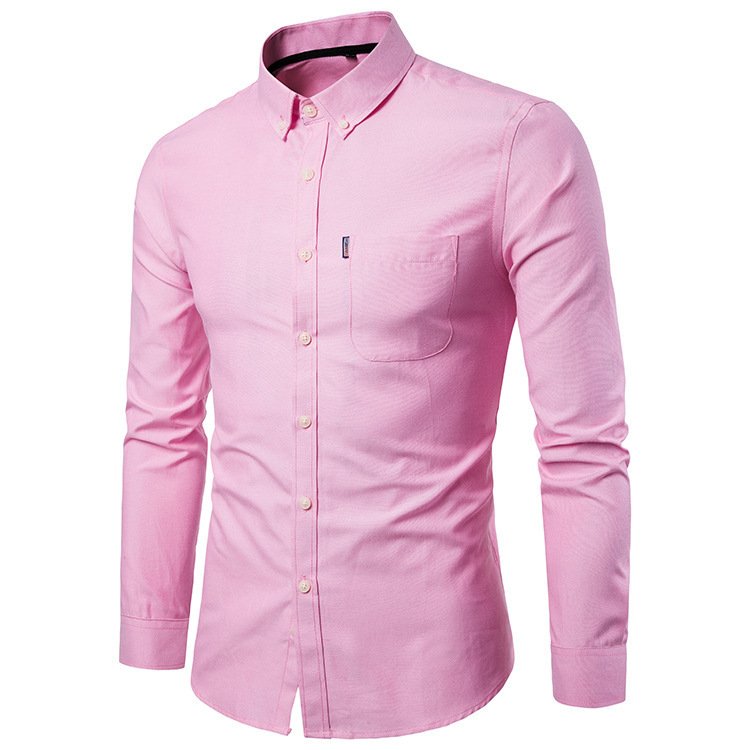 Men S Shirts Korean Men Slim Long Sleeve Dress Shirt - Image 5