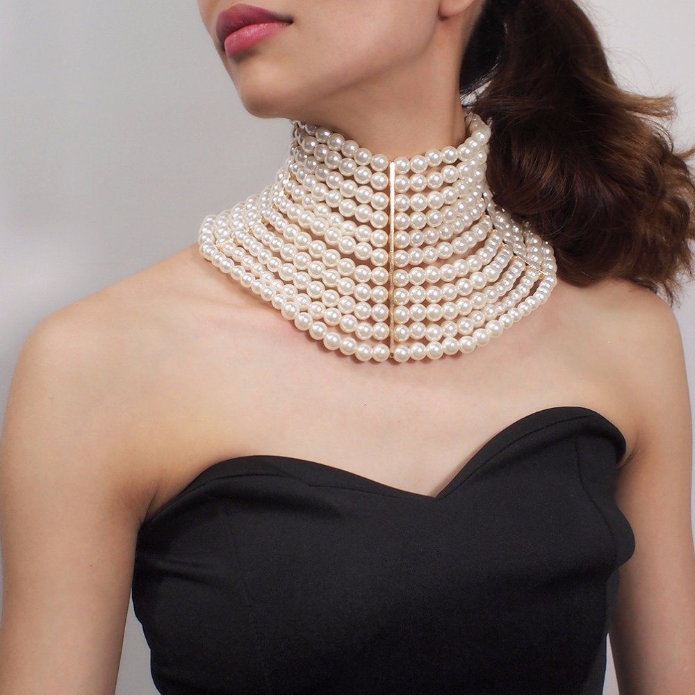 Multi-layered Pearl Sexy Short Necklace Necklace Necklace - Image 6