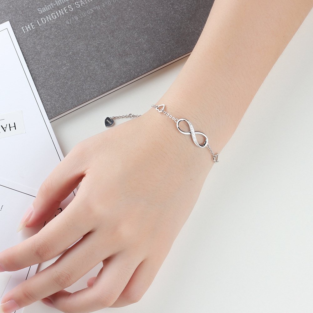 Infinite Love 925 Sterling Silver Bracelets For Women Wedding Adjustable Bracelets & Bangles Anniversary Gift Jewel - Image 2