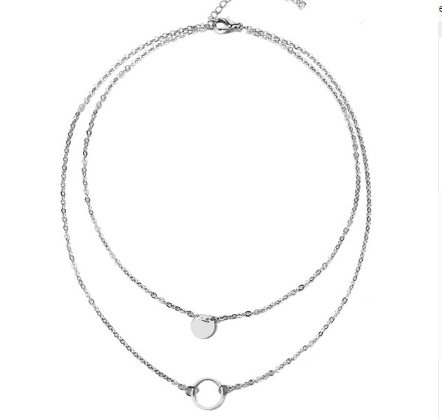 New Summer Multi Layer Sequined Choker Necklace For Women Gold Color Double Layer Round Pendant Necklace Fashion Jewelry - Image 7