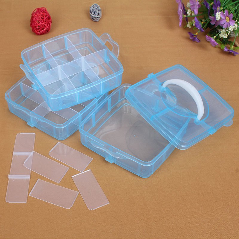 The small three layer 18 portable removable storage box lattice elastic hardware tool boxestoy storage box - Image 3