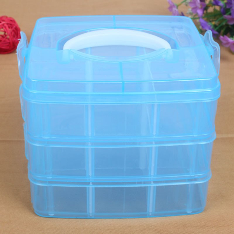 The small three layer 18 portable removable storage box lattice elastic hardware tool boxestoy storage box - Image 2