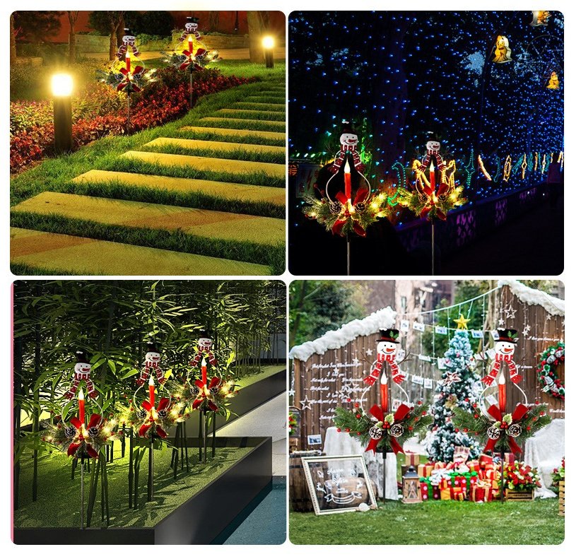 Christmas Solar Hardware Painted Snowman Ground Lights - Image 6