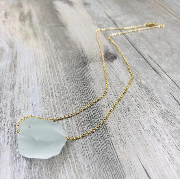 Natural Crystal Stone Pendant Necklace Irregular - Image 3