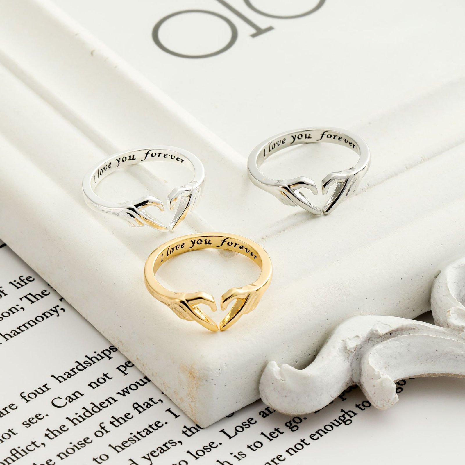 Romantic Heart Hand Hug Fashion Ring For Women Couple Jewelry Silver Color Punk Gesture Wedding Men Finger Accessories Gifts - Image 5