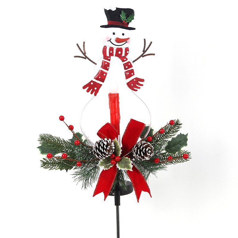 Christmas Solar Hardware Painted Snowman Ground Lights - Image 4