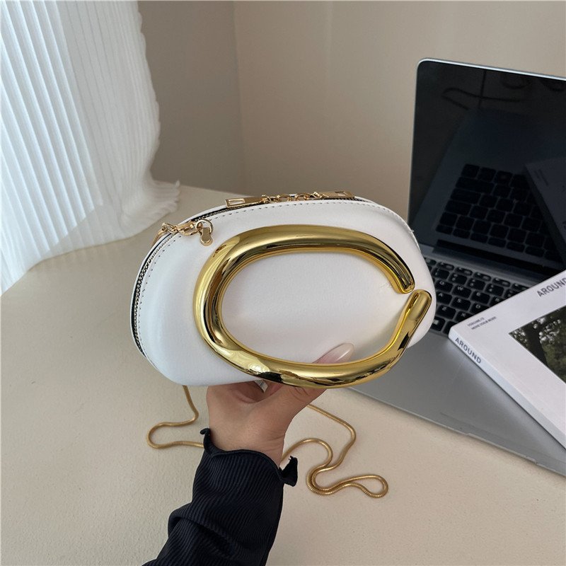 Small Bag Vintage Hardware Metal Handle Chain Crossbody Backpack - Image 7