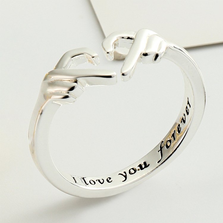 Romantic Heart Hand Hug Fashion Ring For Women Couple Jewelry Silver Color Punk Gesture Wedding Men Finger Accessories Gifts - Image 9