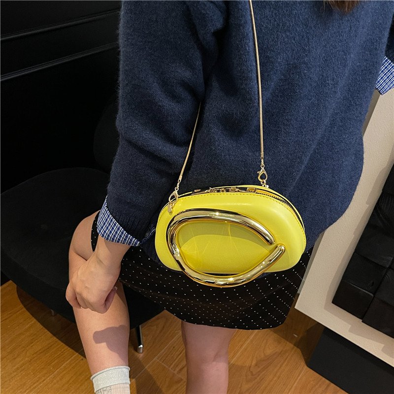 Small Bag Vintage Hardware Metal Handle Chain Crossbody Backpack - Image 6