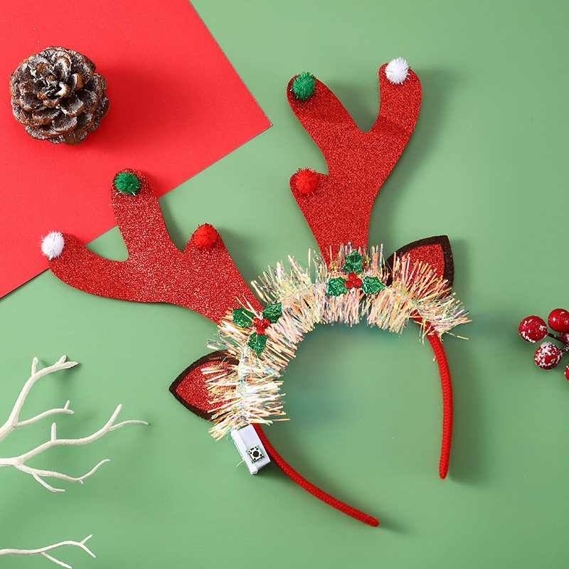IPC Christmas Hair Band Glowing Headband Xmas Tree Snowflake Hair Band Deer Horn Light Flashing Headwear Merry Christmas Gift - Image 8