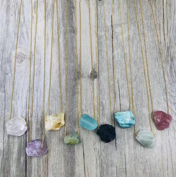 Natural Crystal Stone Pendant Necklace Irregular - Image 4