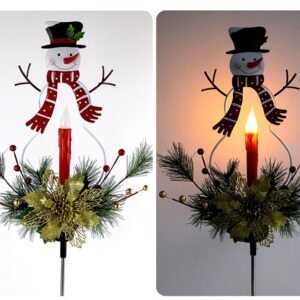 Christmas Solar Hardware Painted Snowman Ground Lights