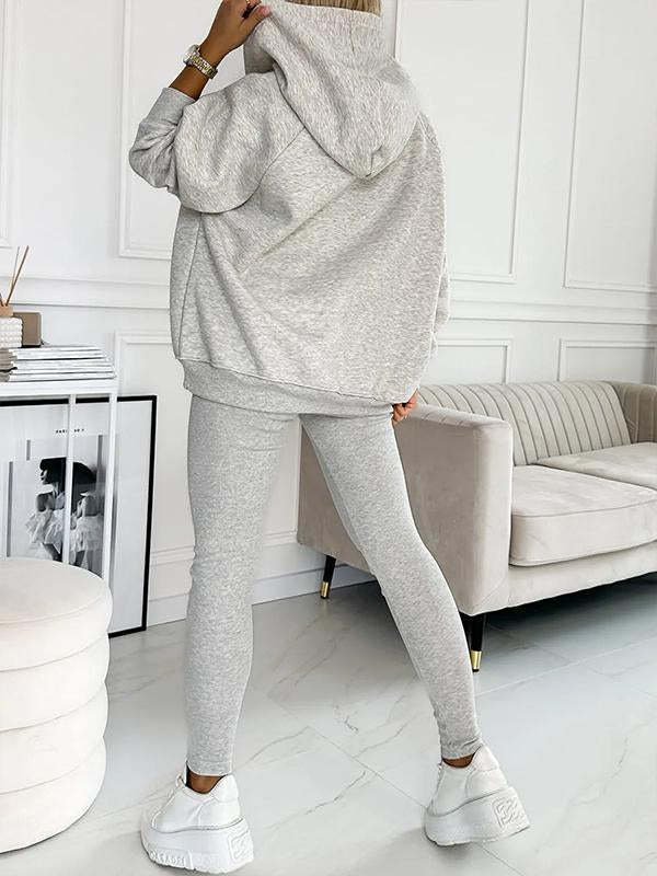 3pcs Women's Sports Suit Loose Hooded Pockets Sweatshirt And Vest And Slim Trousers - Image 4