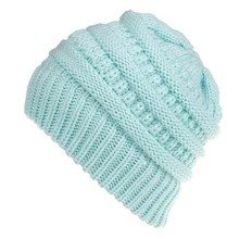 Mixed Color Knitted Wool Hat Ladies Non-labeled Ponytail Hat - Image 8