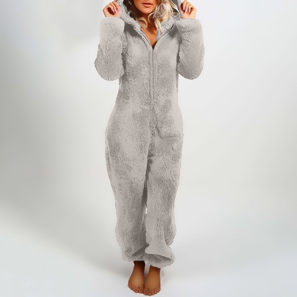 Women'S Plush Thick Plush Plush Jumpsuit Hooded Pajamas Parent-Child Wear - Image 3