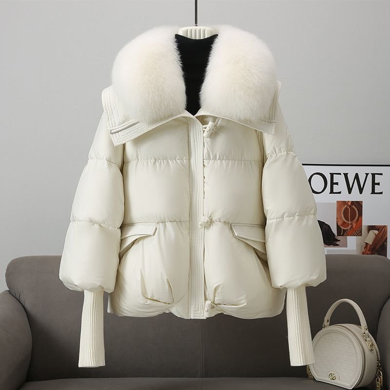 Down Cotton-padded Jacket Women's Short Fur Collar Thickened Coat Winter Clothing - Image 10