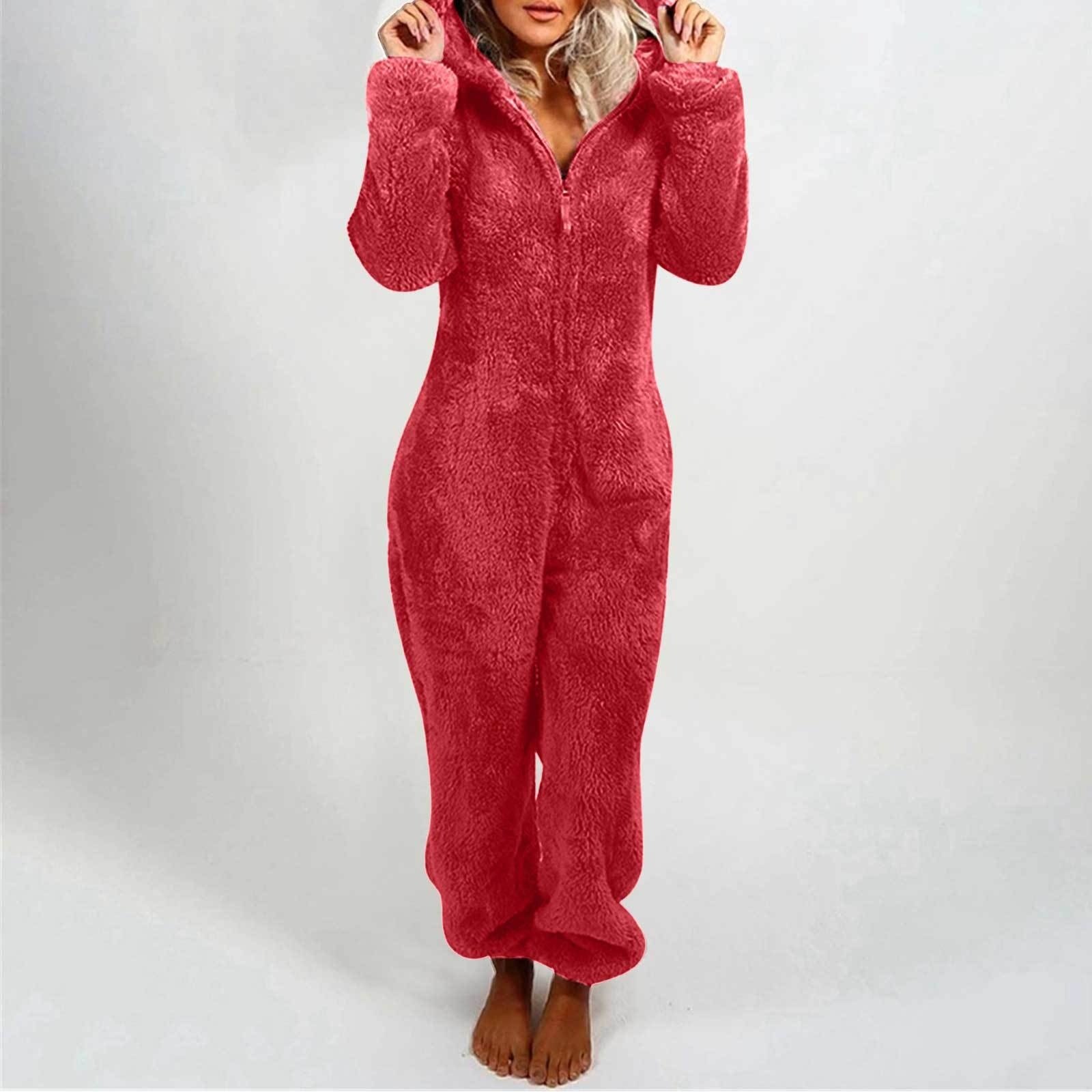 Women'S Plush Thick Plush Plush Jumpsuit Hooded Pajamas Parent-Child Wear - Image 10