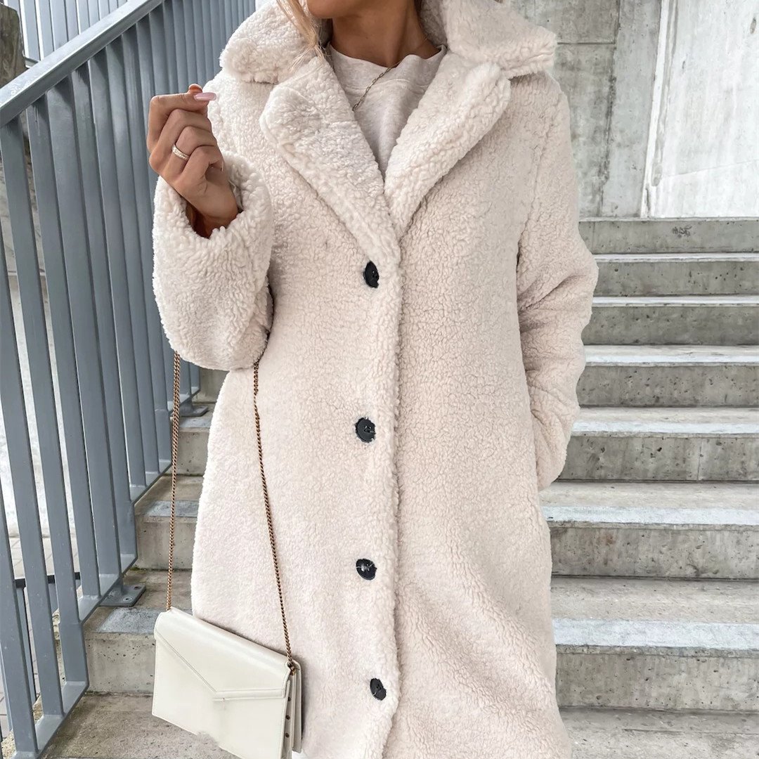 Women's Long-sleeved Lapel Plush Jacket Top - Image 3