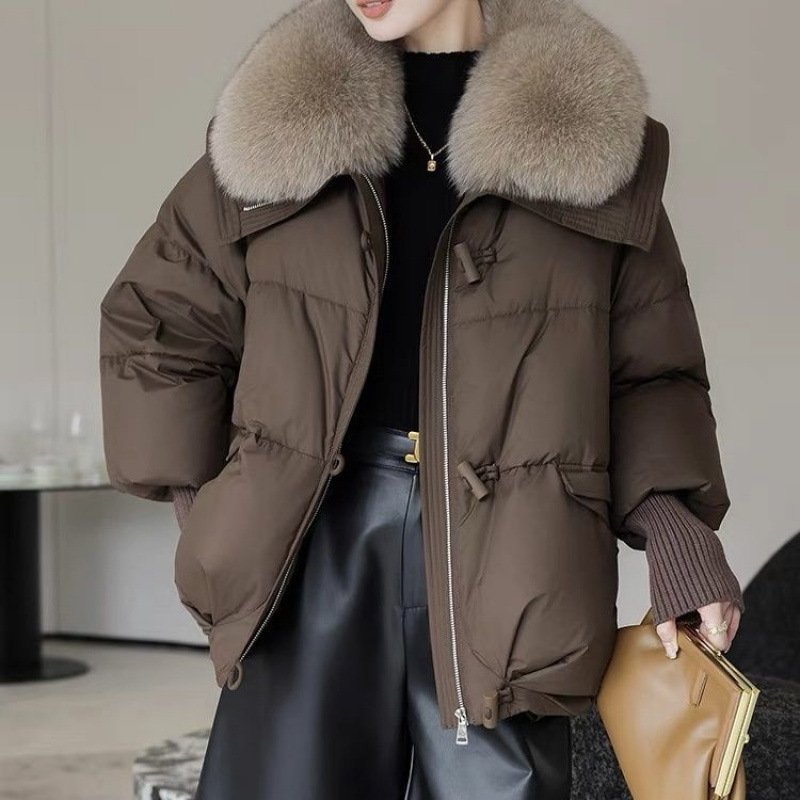 Down Cotton-padded Jacket Women's Short Fur Collar Thickened Coat Winter Clothing - Image 6