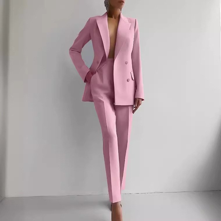 Casual Suits Fashion Long Sleeve Single-breasted Jacket Top And Slim Fit Trousers Women's Business Suits - Image 6