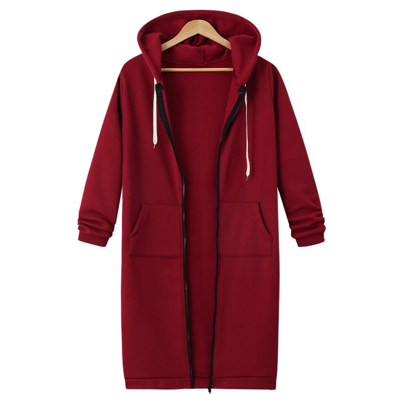 Hooded Long Sleeve Sweater Fleece Long Jacket - Image 6