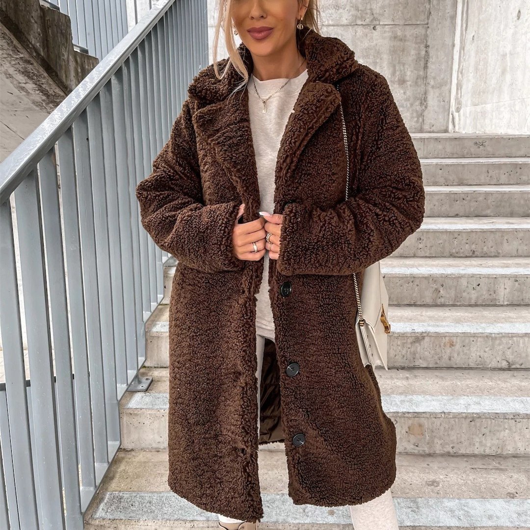 Women's Long-sleeved Lapel Plush Jacket Top - Image 2