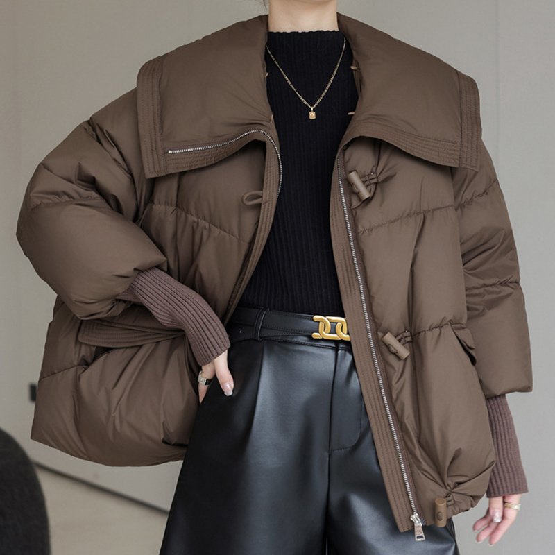Down Cotton-padded Jacket Women's Short Fur Collar Thickened Coat Winter Clothing - Image 4