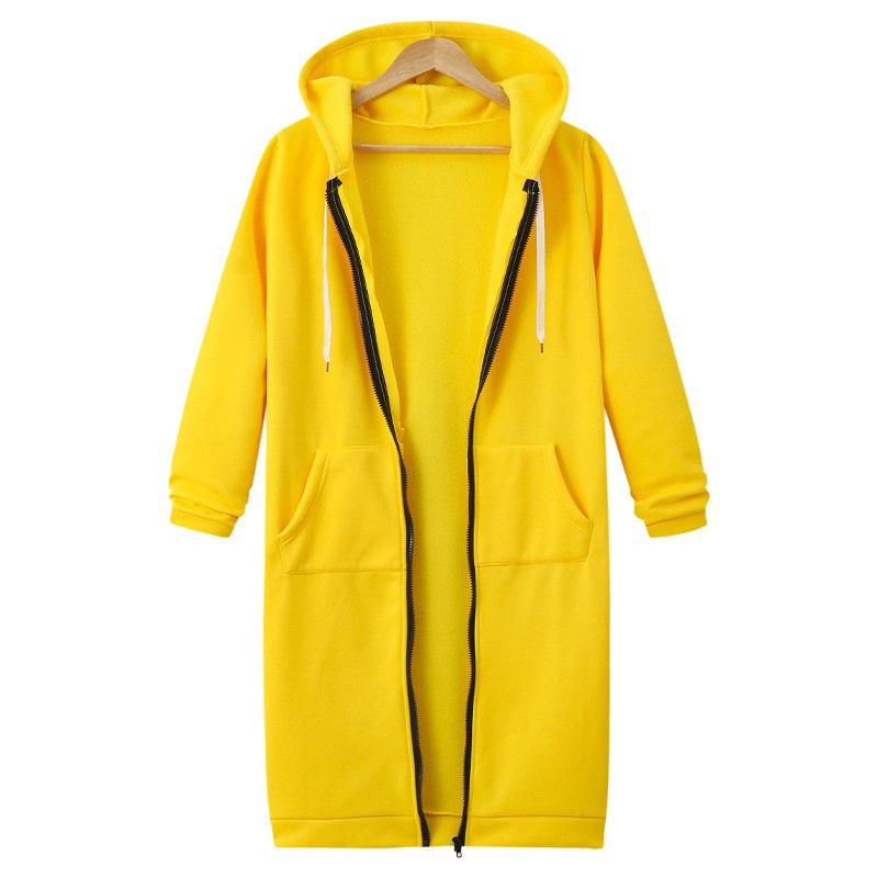 Hooded Long Sleeve Sweater Fleece Long Jacket - Image 9