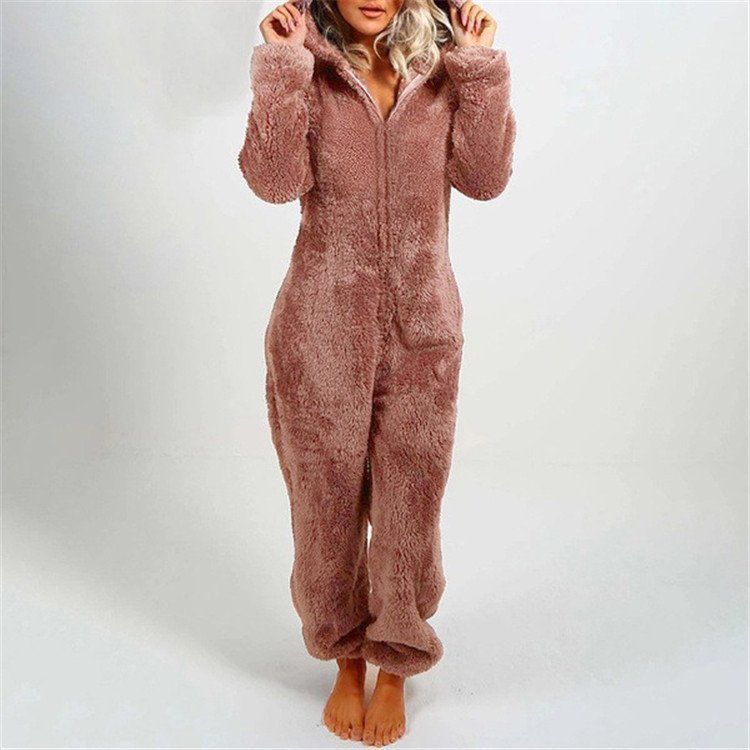 Women'S Plush Thick Plush Plush Jumpsuit Hooded Pajamas Parent-Child Wear - Image 5