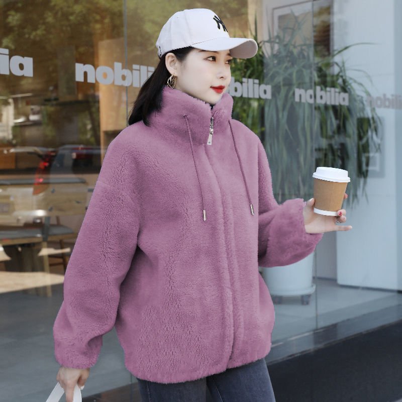 Double Faced Fleece Warm High Neck Sweater Women Cardigan - Image 8