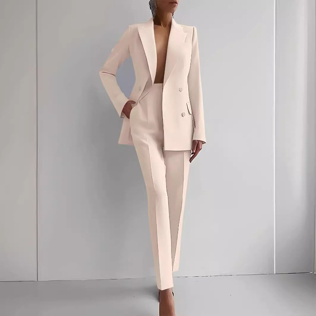Casual Suits Fashion Long Sleeve Single-breasted Jacket Top And Slim Fit Trousers Women's Business Suits - Image 5