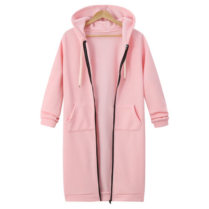 Hooded Long Sleeve Sweater Fleece Long Jacket - Image 7